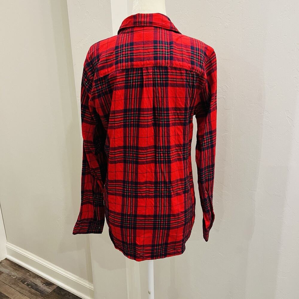 Eddie Bauer Women's M Classic Fit Red Black Plaid Long Sleeve Button Up (A0128) - Picture 3 of 5